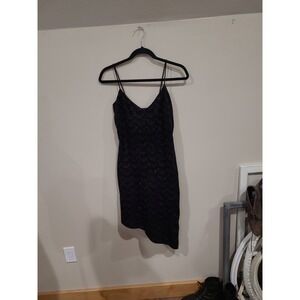 VTG Jessica McClintock asymetrical blk Velvet slipdress disco retro Women‎ SZ SP